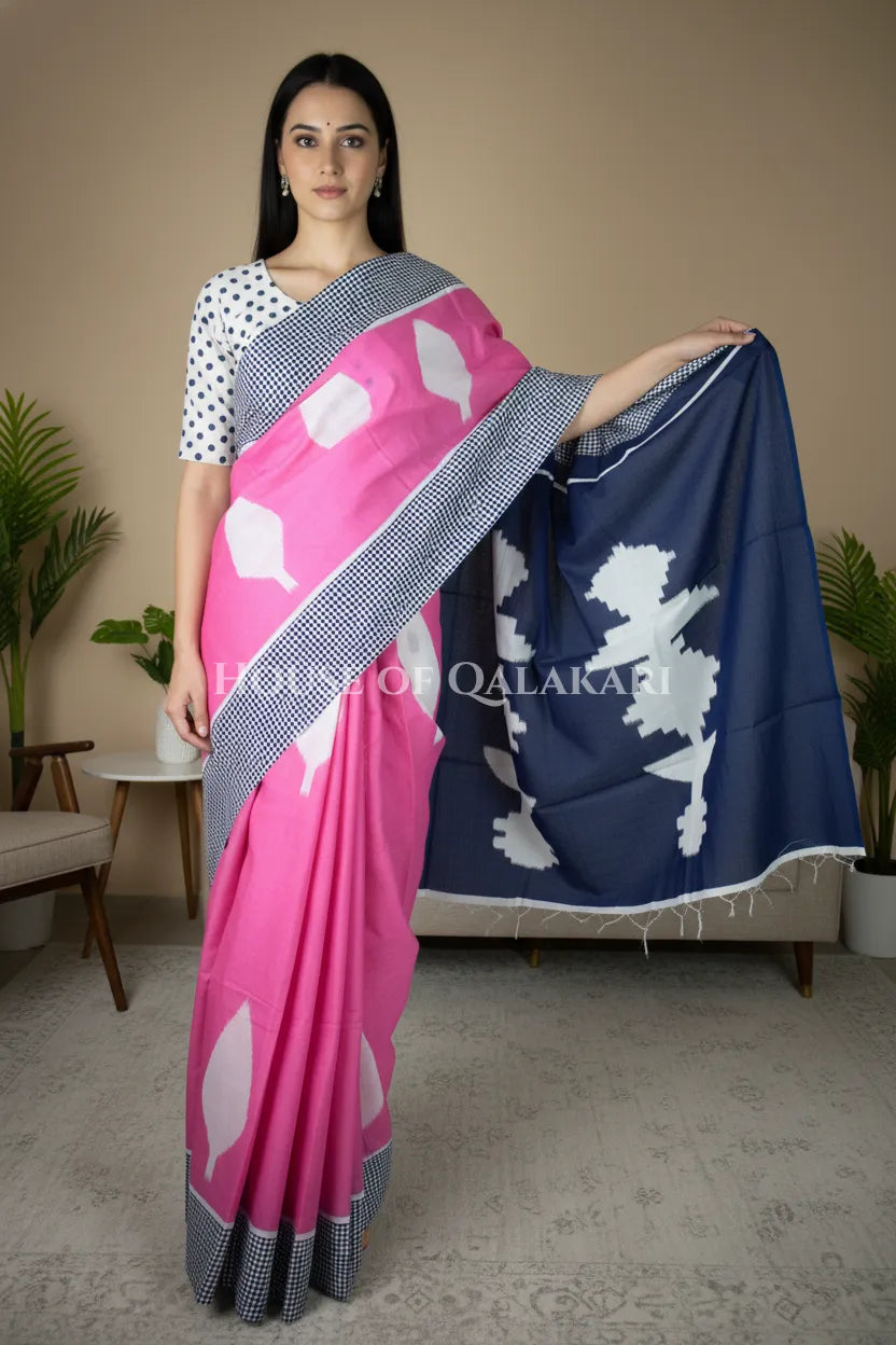 mulmul cotton bagru saree 402 front pose