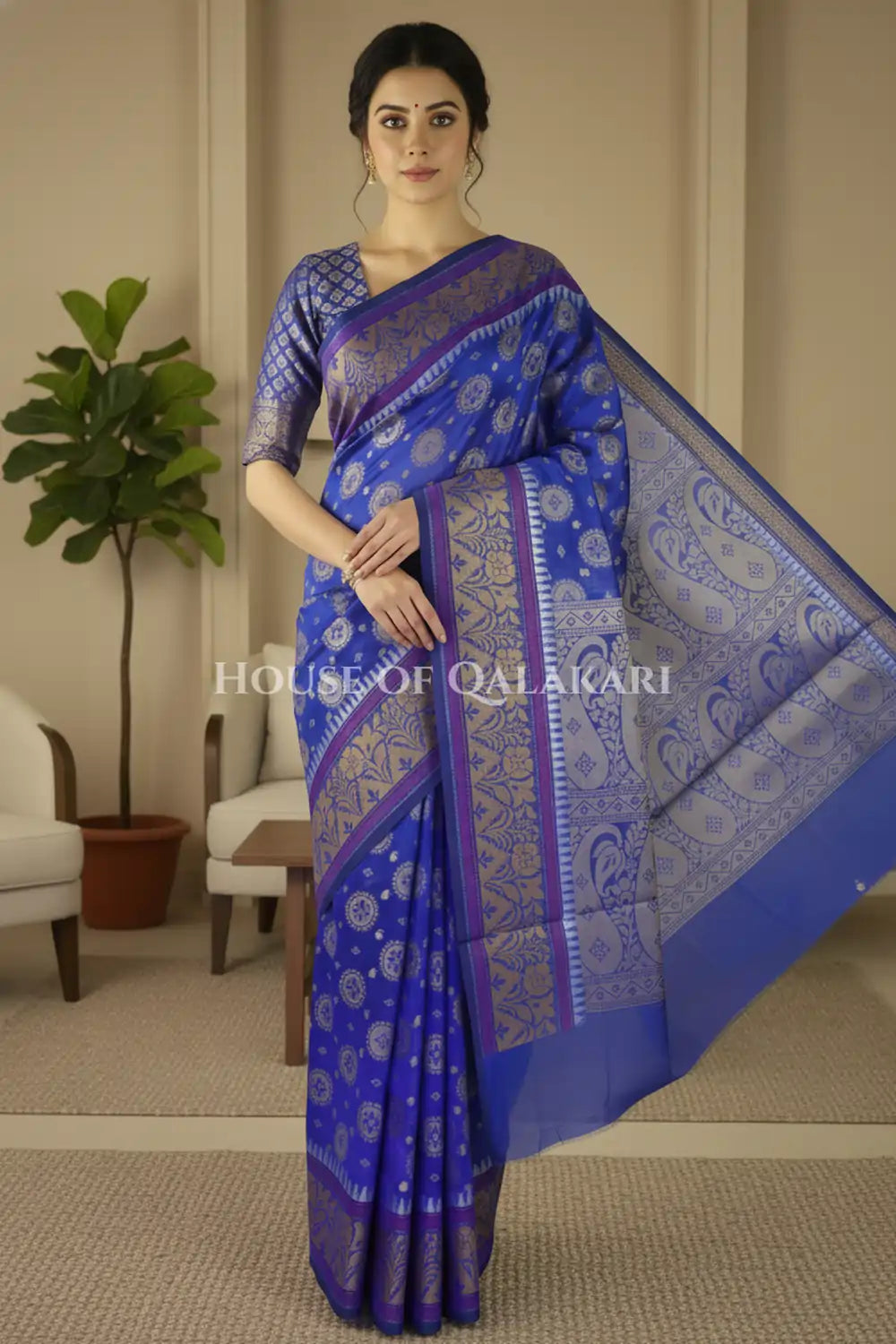 mulmul cotton patola saree front pose