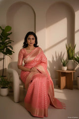 monga pure silk saree sitting pose
