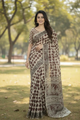 cotton kalamkari saree 0463 side pose