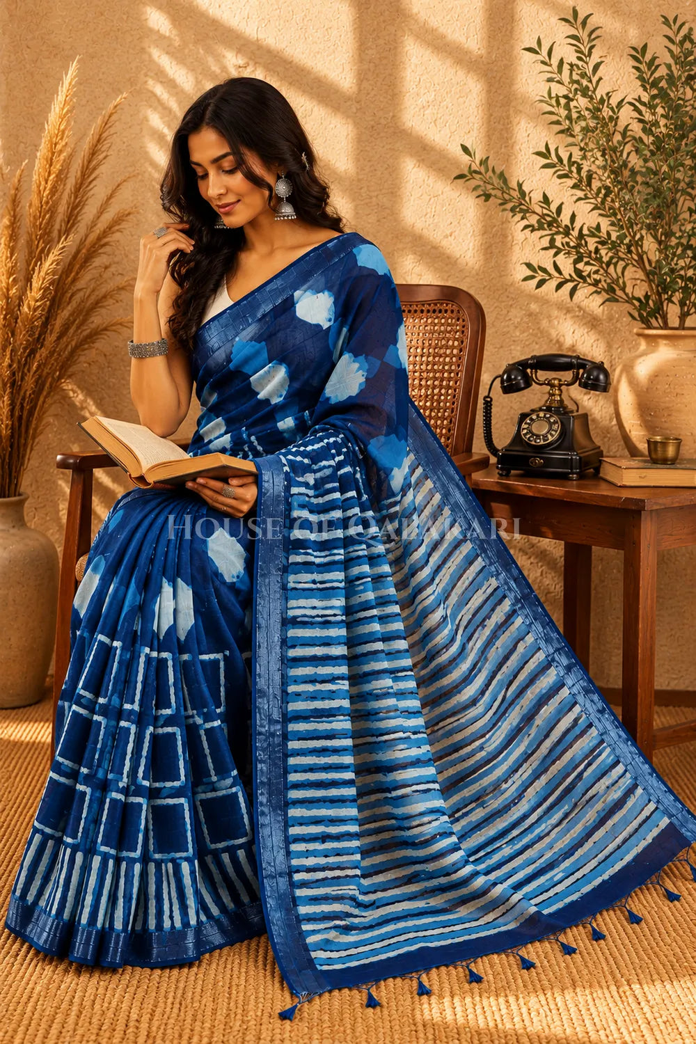 linen cotton saree 485 sitting pose