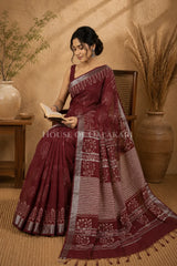linen cotton saree 490 sitting pose