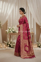 Double Katan Silk Saree side pose