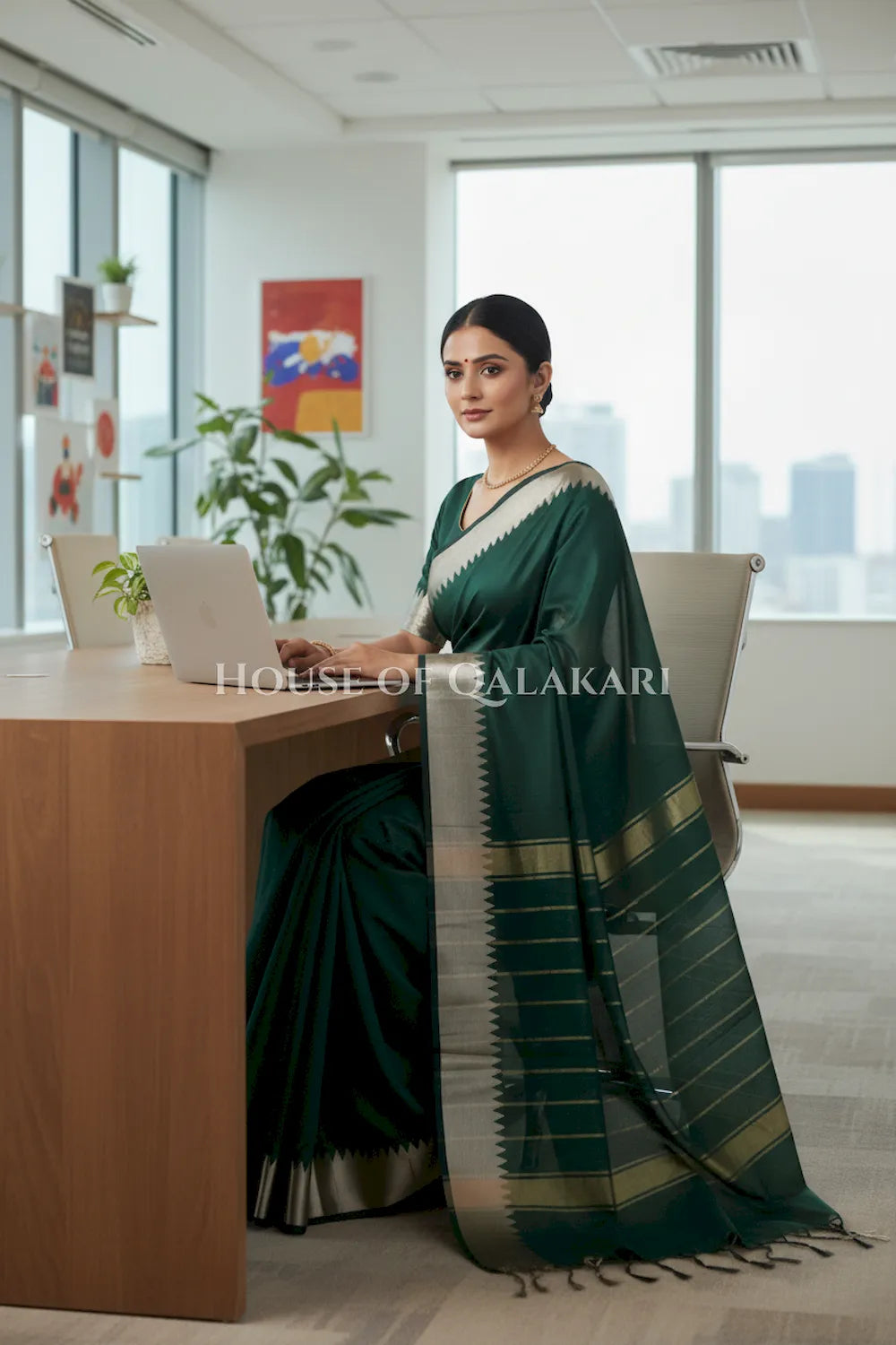 cotton saree 0333 office pose1