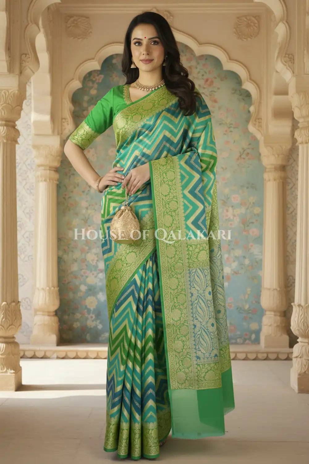 Khaddi Georget Silk Saree Bridal Pose