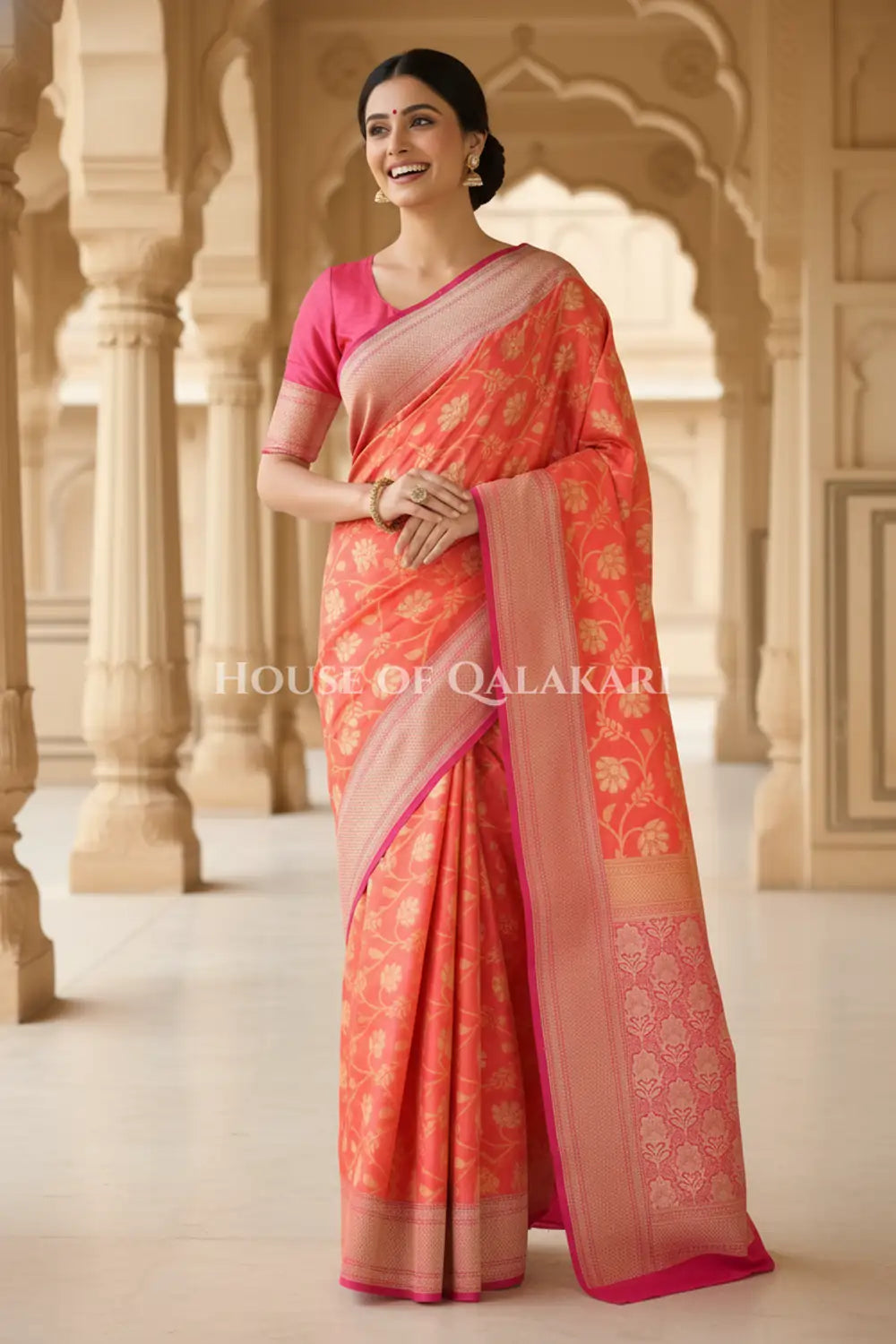 georget silk saree festive pose