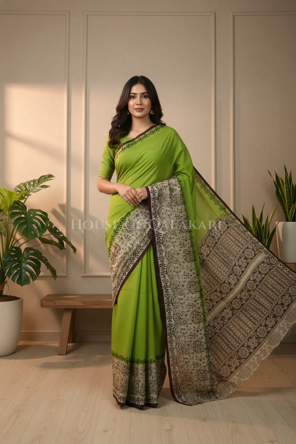 cotton kalamkari saree 0467 front pose