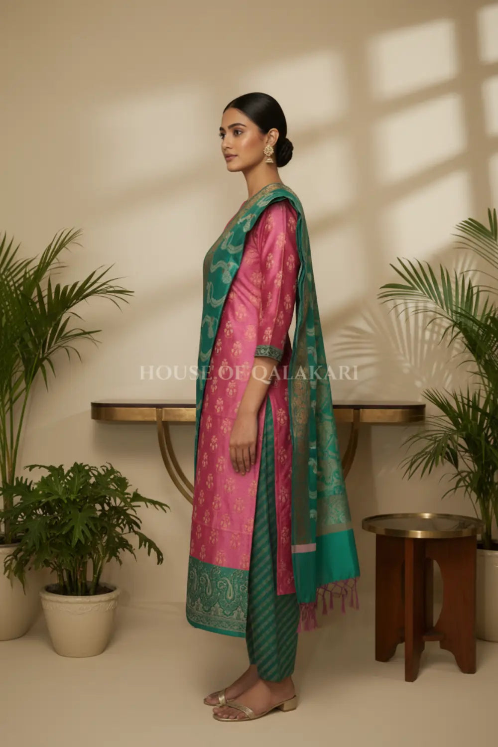 chanderi cotton dress material side pose