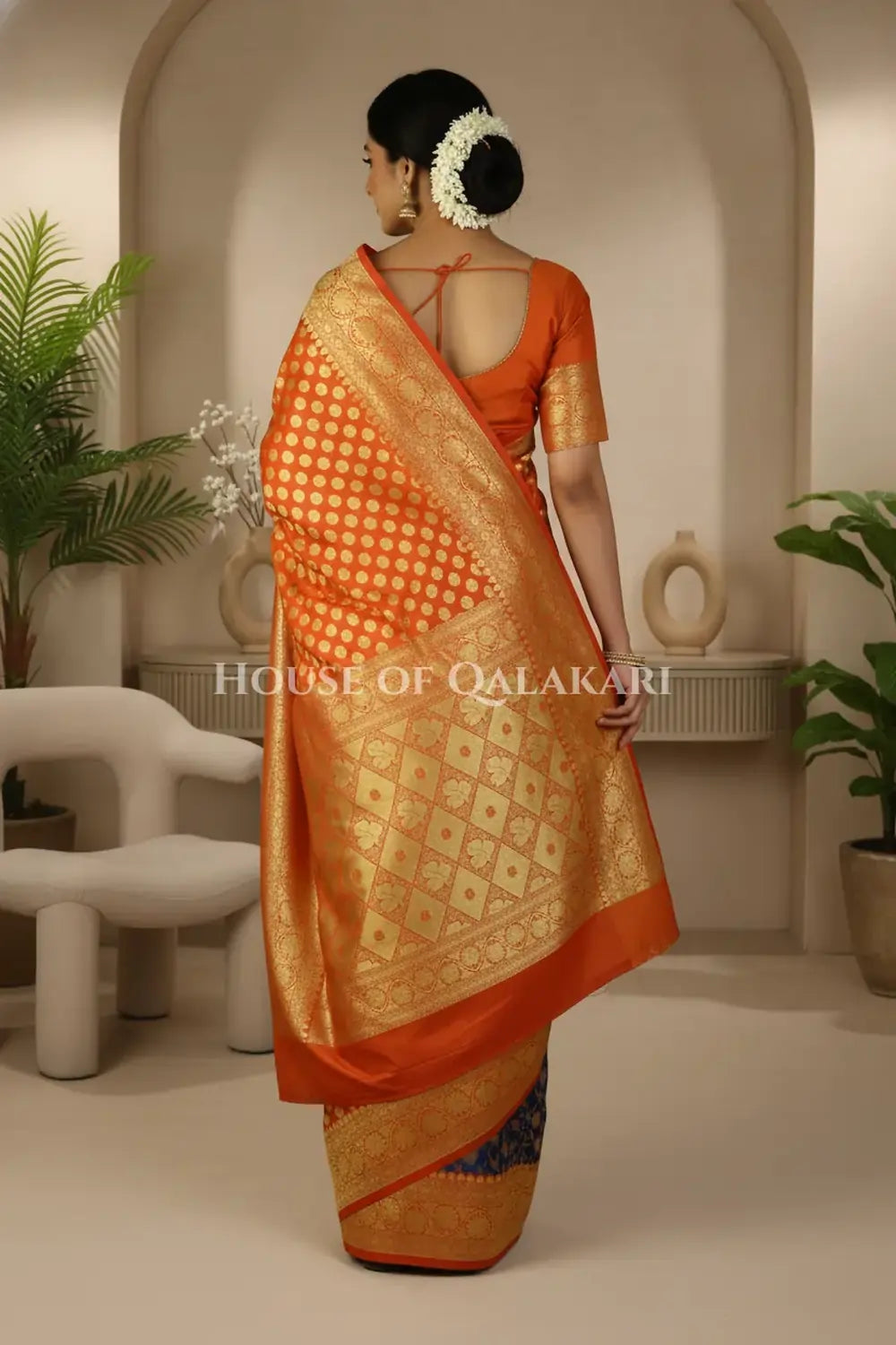 Upadda soft silk Saree back pose