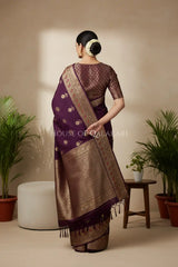 chiniya pure silk saree back pose