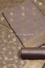 Banarasi Cotton Silk blend Unstitched Dress Material in Antique Grey colour with Intricate Zari Diamond Buti – product