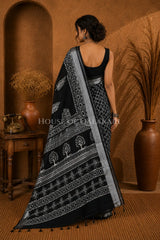 linen cotton saree 498 back pose