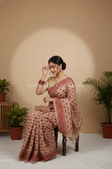 cotton kalamkari saree 0459 getting ready pose