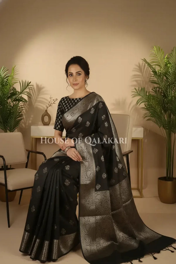 Monga Silk Saree sitting pose