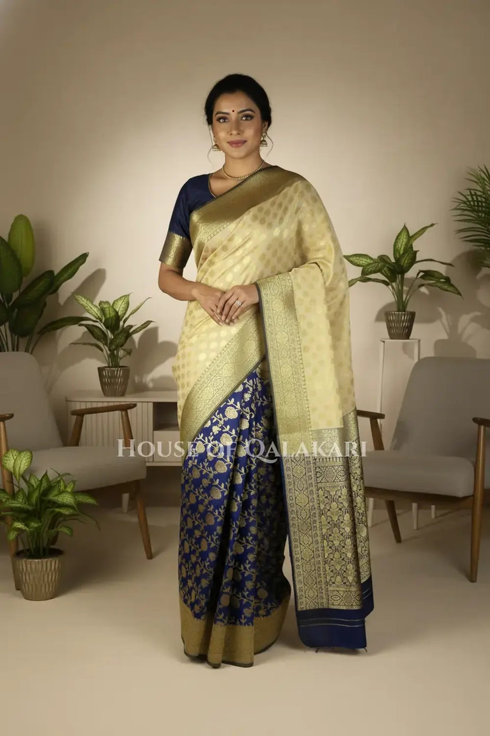 Upadda soft silk Saree sitting pose