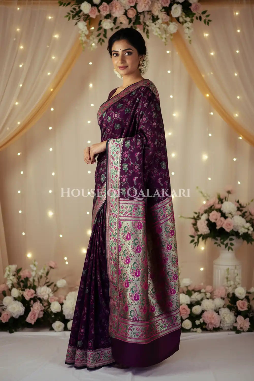 Satan Silk Saree side pose