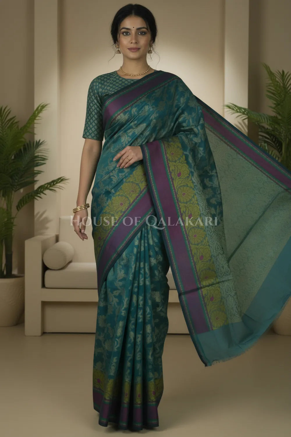mulmul cotton patola saree 0416 front pose