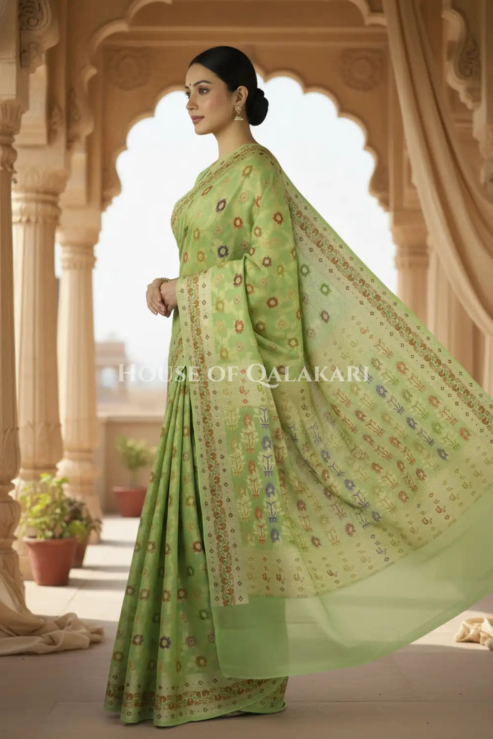 Khaddi Georget Silk Saree Side Pose