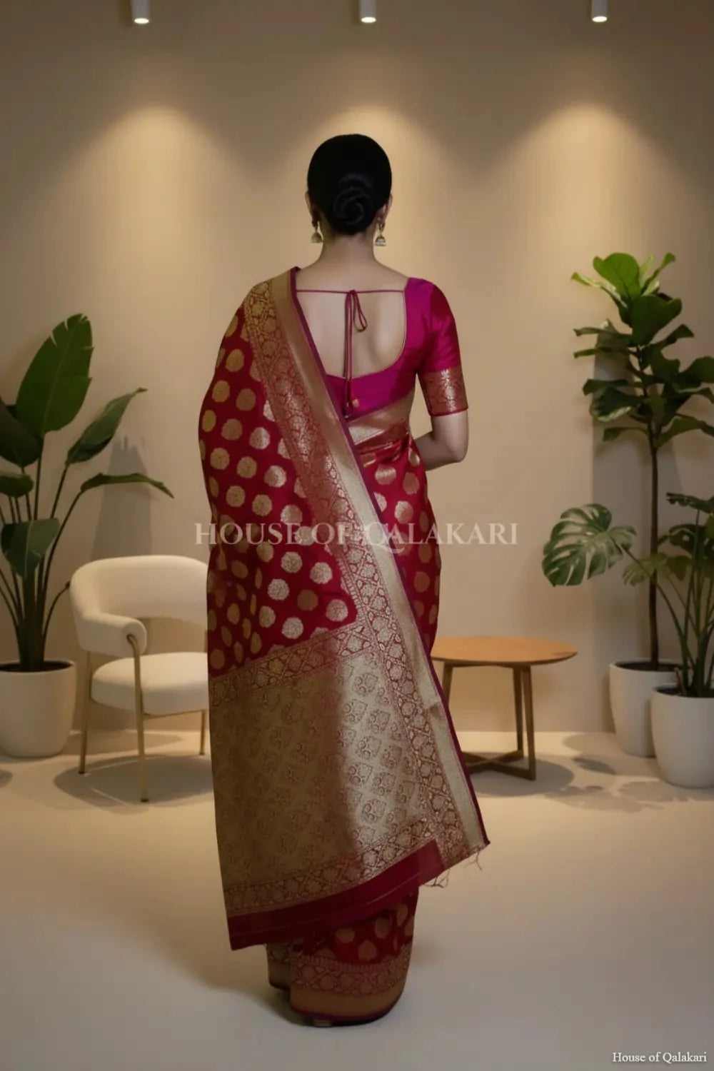 georget silk saree back pose