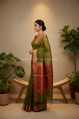 chanderi cotton saree side pose