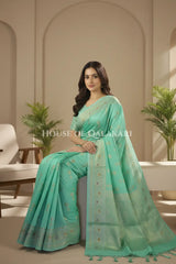 chiniya pure silk saree sitting pose
