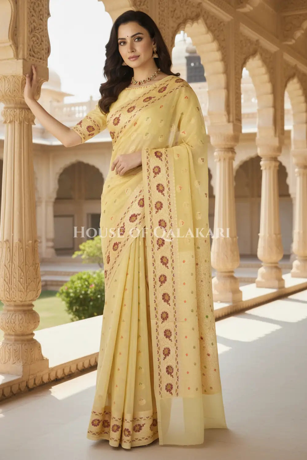 Khaddi Georget Silk Saree Dramatic Pose