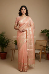 linen saree front pose