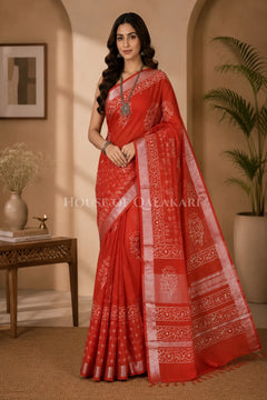 linen cotton saree 495 front pose