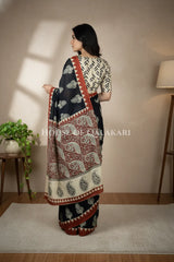 mulmul cotton bagru saree 403 back pose