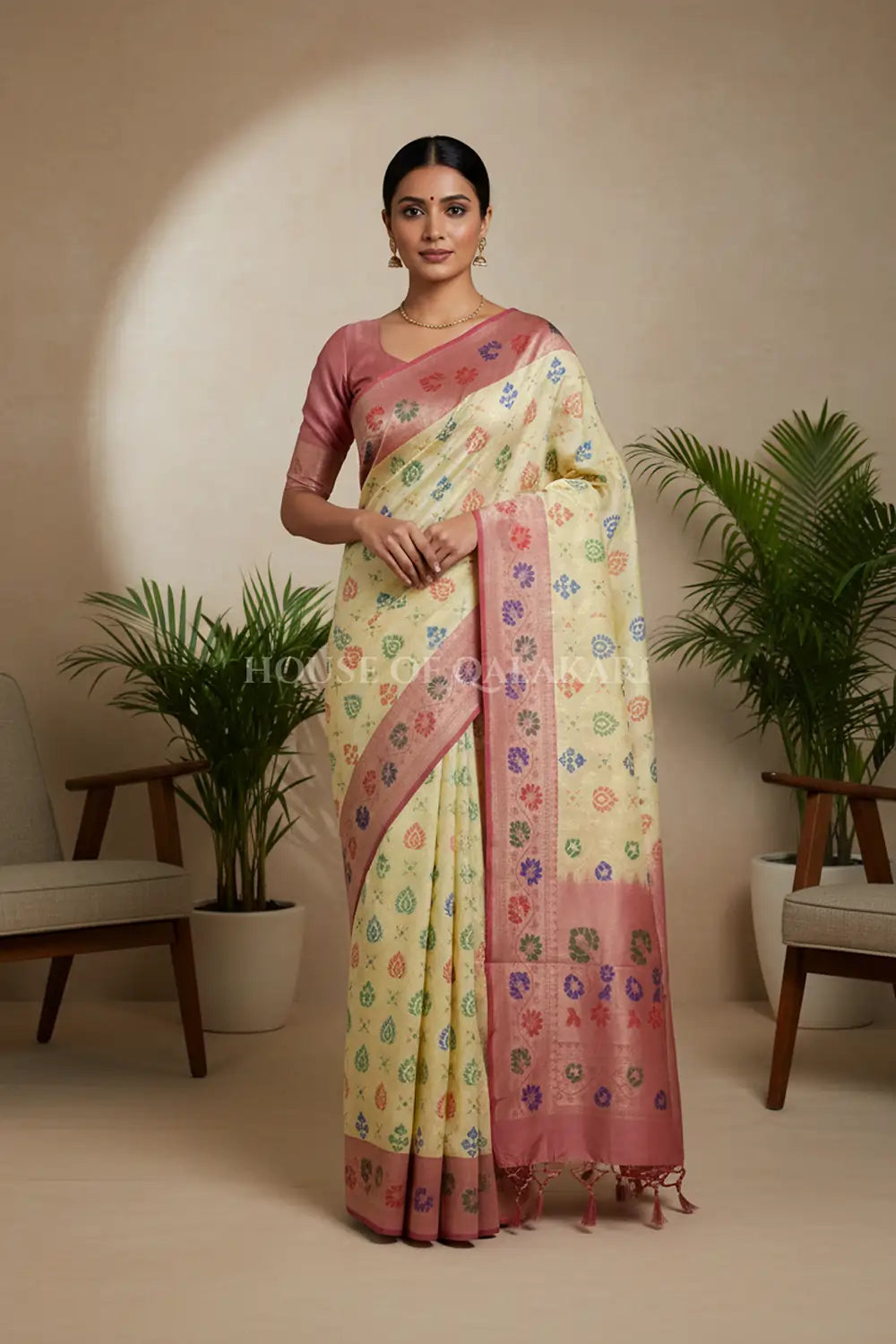 georget silk saree front pose