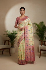 georget silk saree front pose