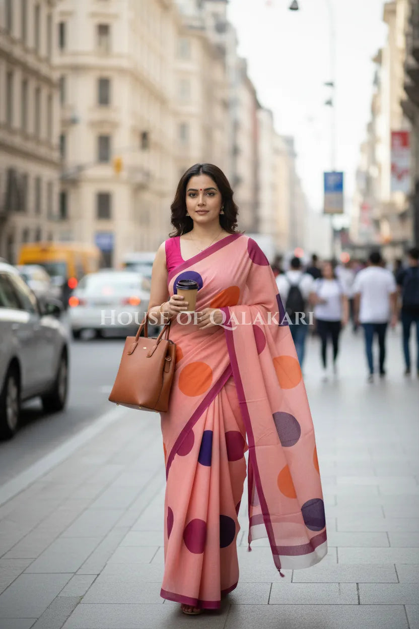 mulmul cotton bagru saree 408 outdoor pose