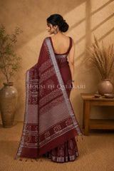 linen cotton saree 490 back pose