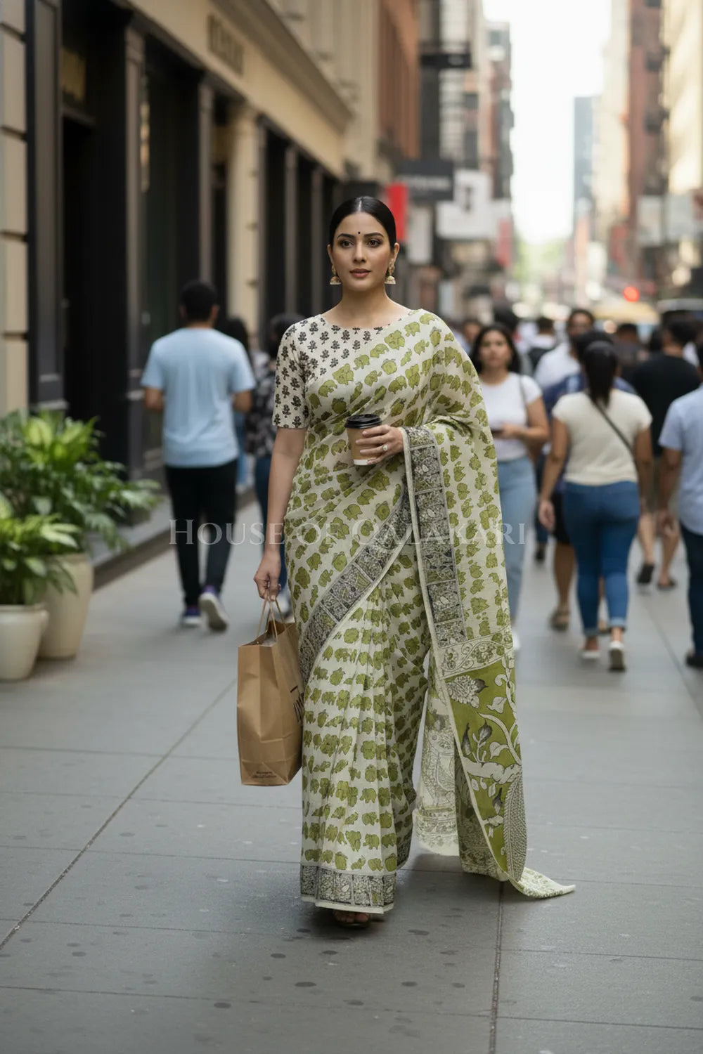 cotton kalamkari saree 0460 outdoor pose