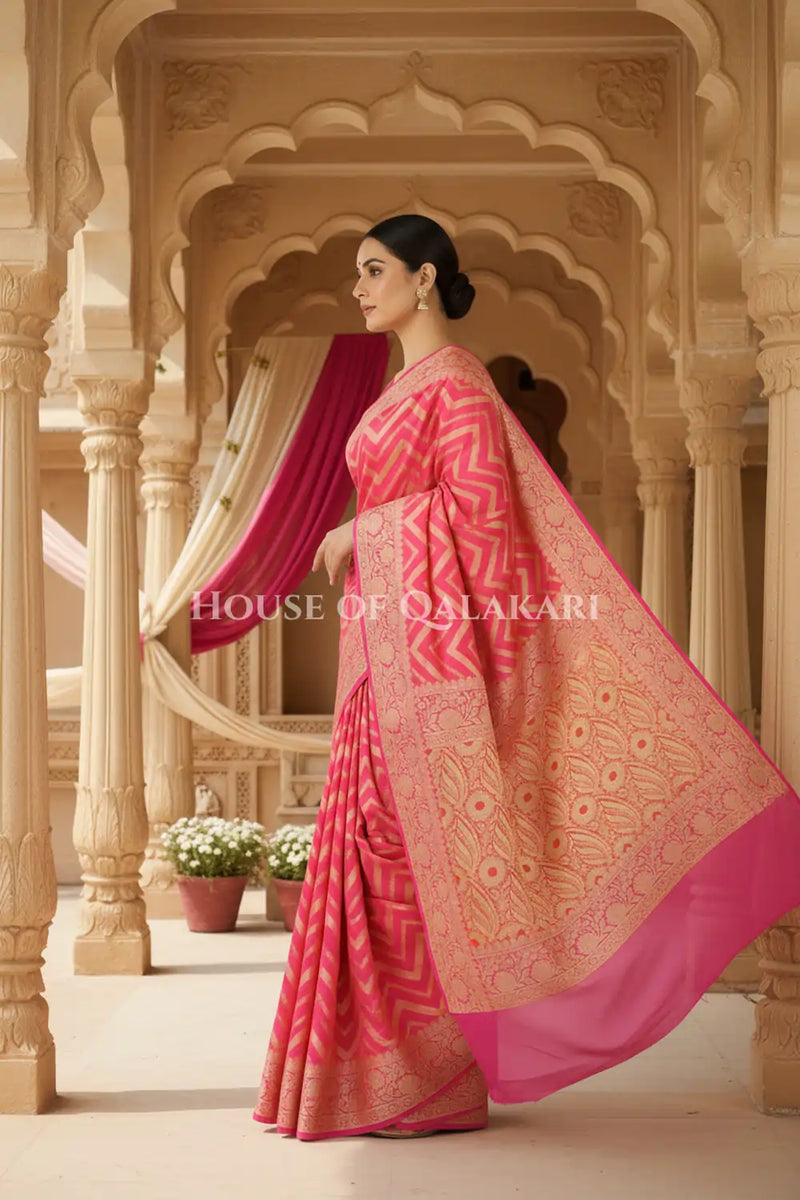 Khaddi Georget Silk Saree Side Pose