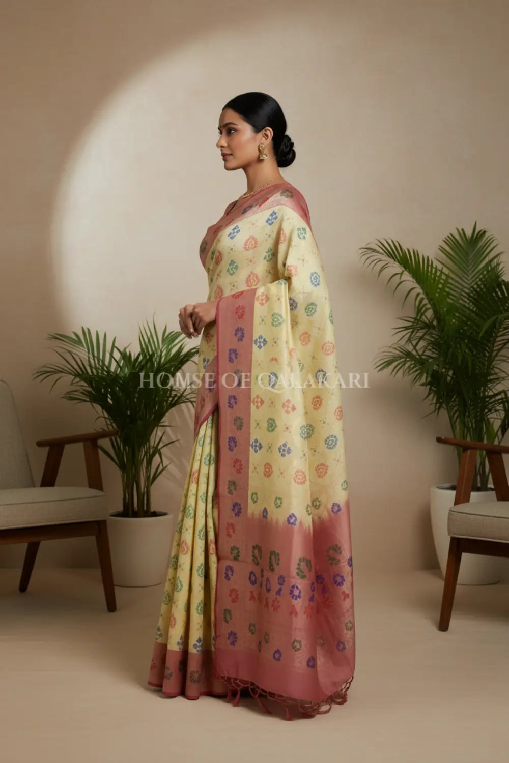 georget silk saree side pose