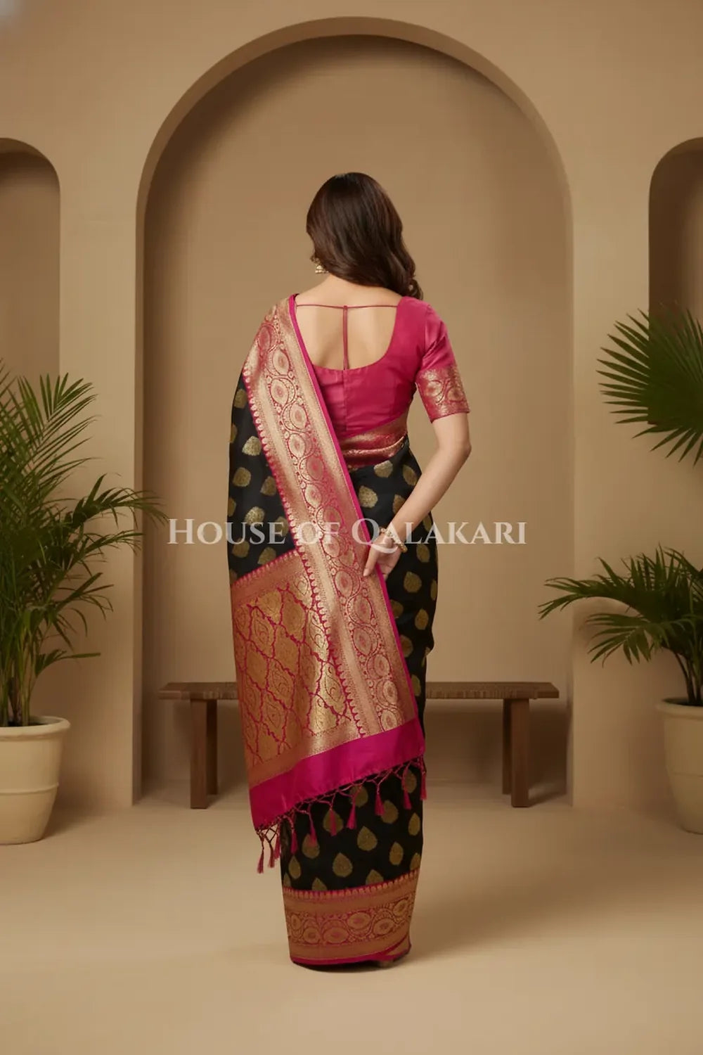 Katan Silk Saree back pose