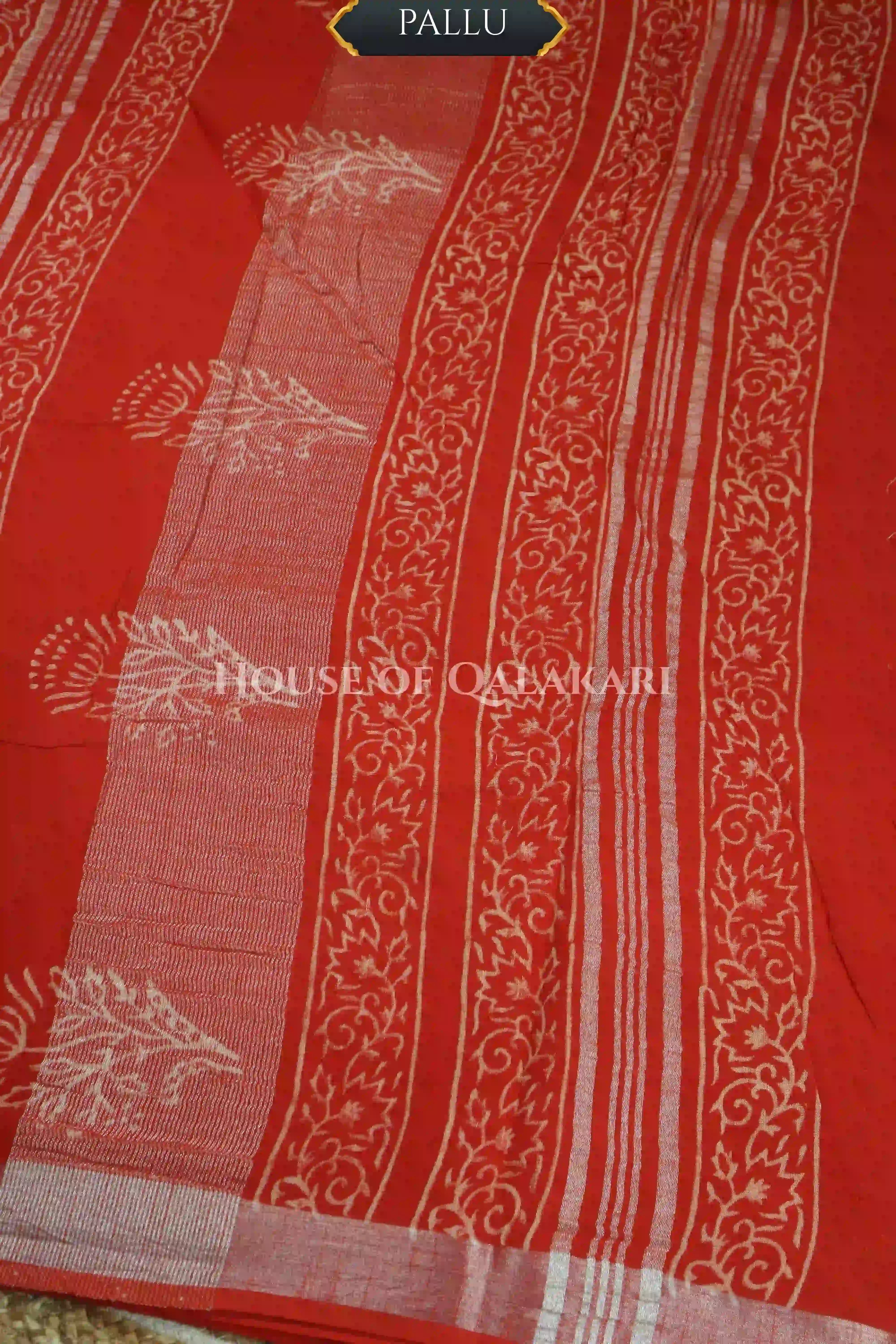 linen cotton saree 495 pallu
