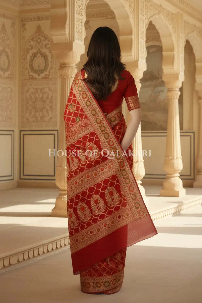 Khaddi Georget Silk Saree Back Pose