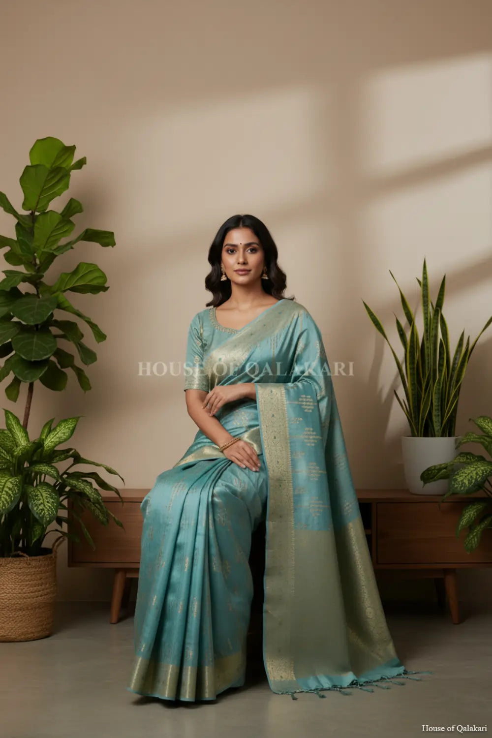 chiniya pure silk saree sitting pose