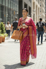mulmul cotton patola saree 0426 outside pose