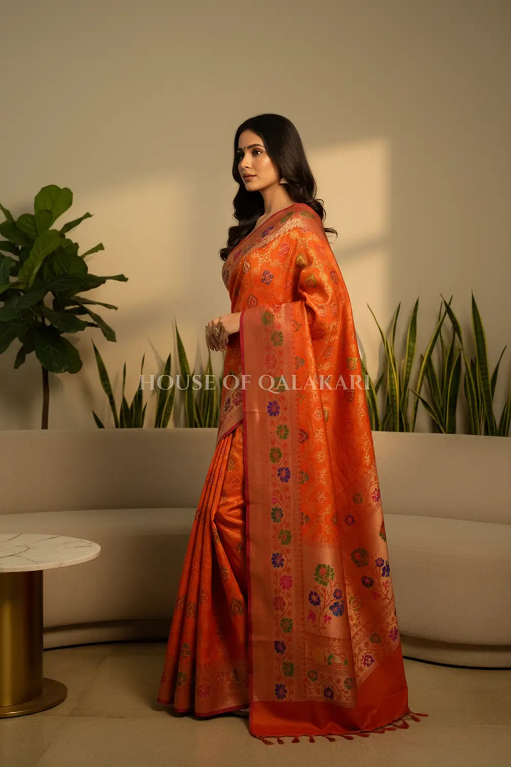 georget silk saree side pose