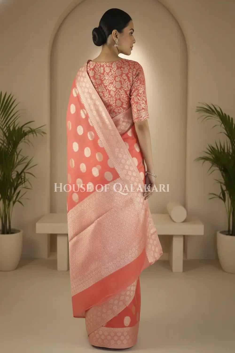 Cotton Saree back pose