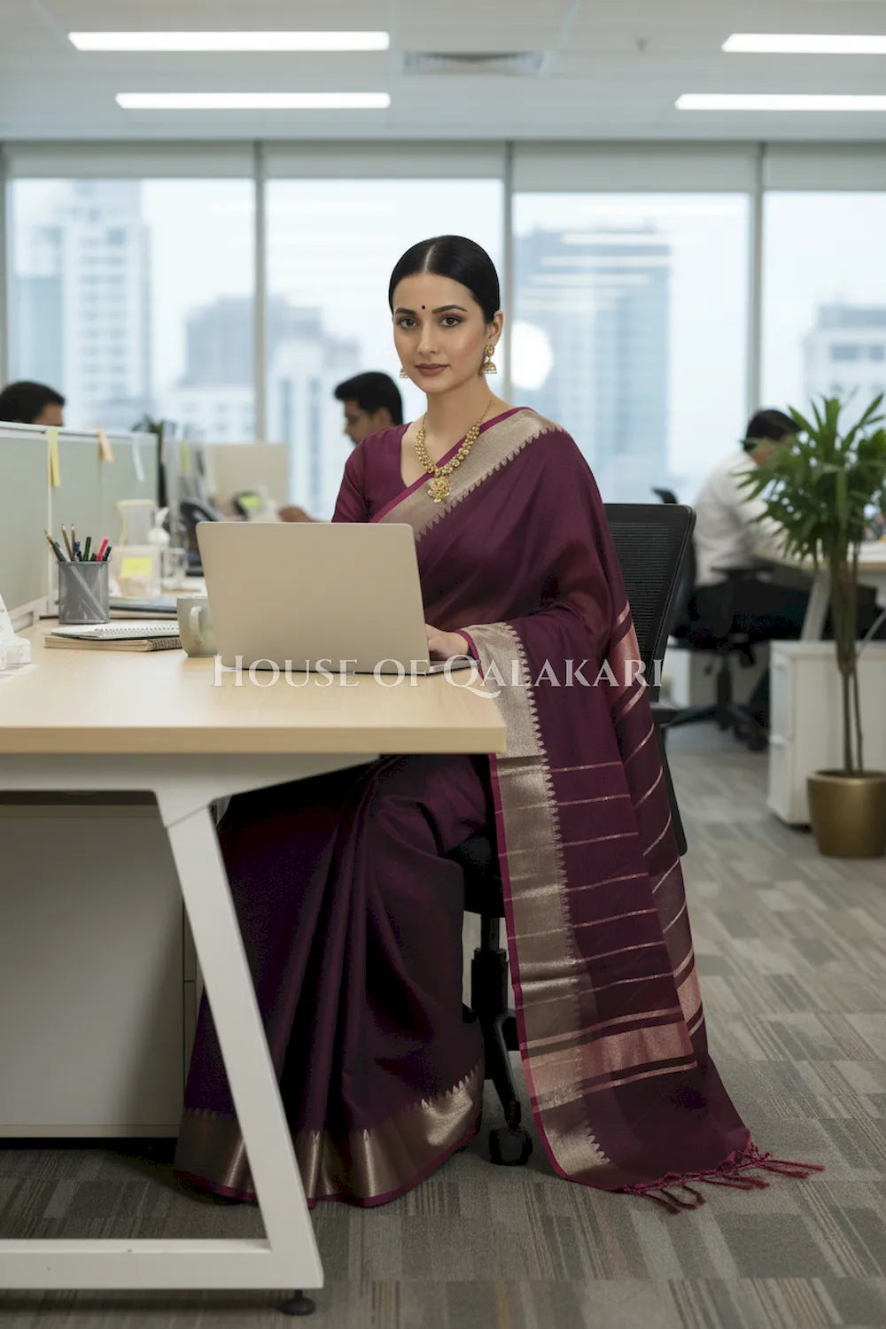 cotton saree 0336 office pose1