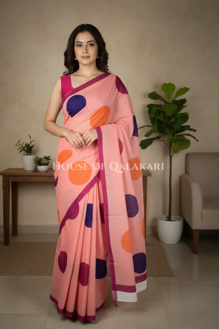 mulmul cotton bagru saree 408 front pose