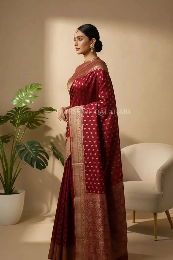 monga pure silk saree side pose