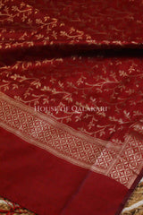 Banarasi Cotton Silk blend Unstitched Dress Material in Red and with matching floral vine jaal dupatta – dupatta