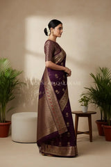 chiniya pure silk saree side pose