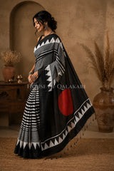 linen cotton saree 496 side pose