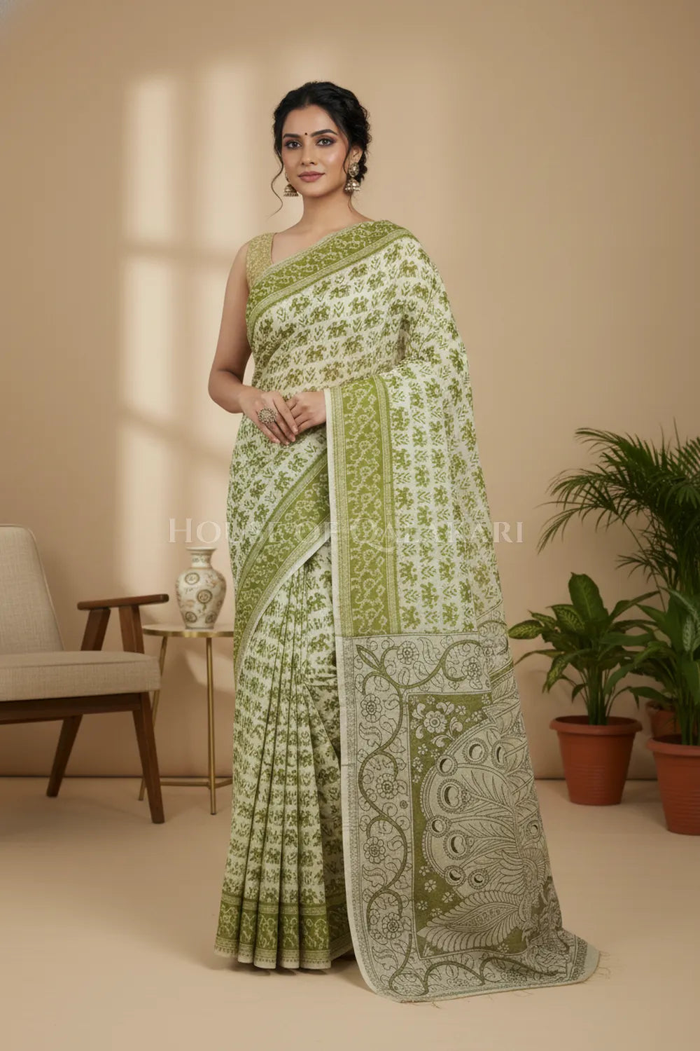 cotton kalamkari saree 0462 front pose